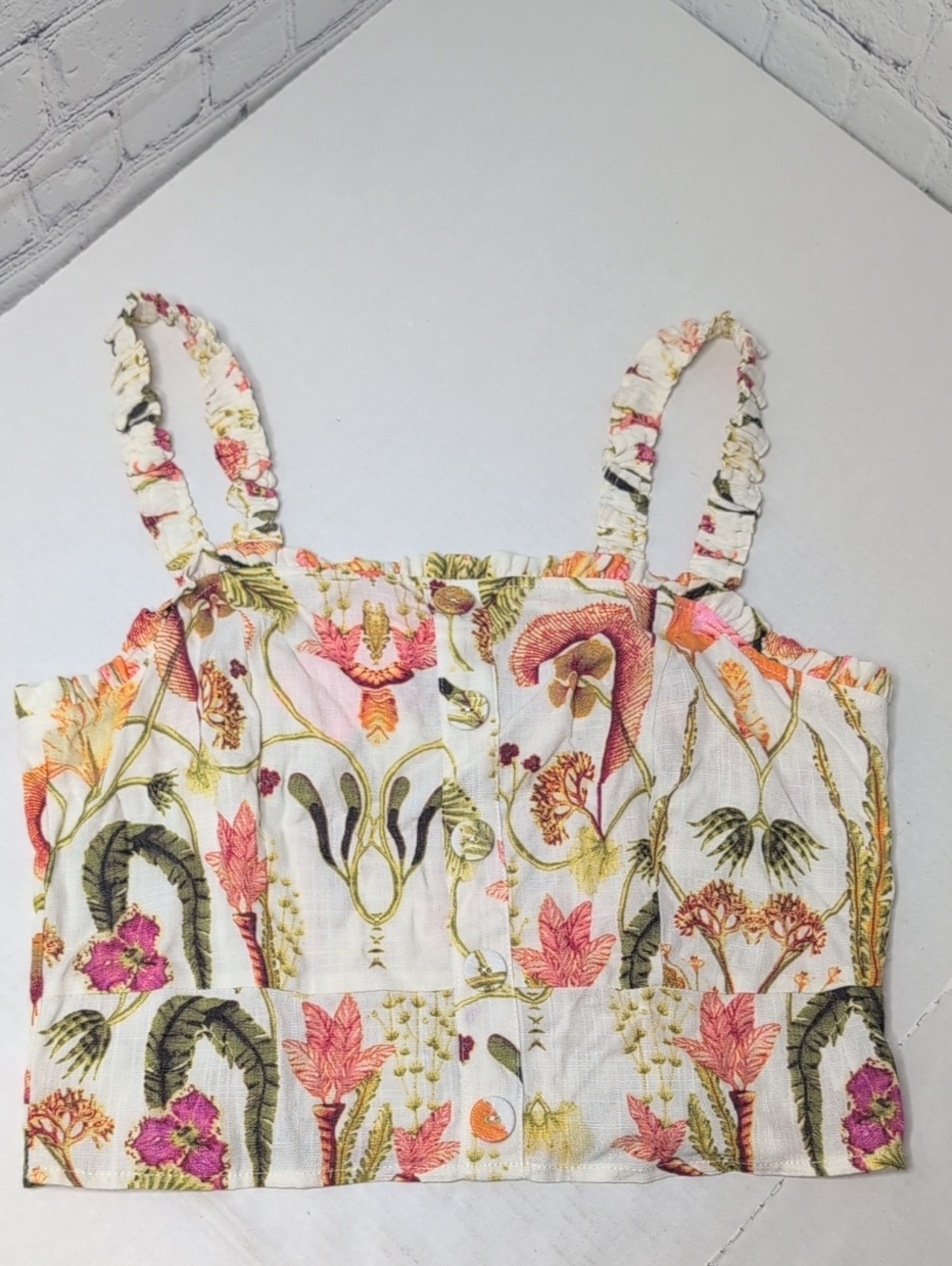 NWT Rose & Olive Floral Smocked Crop Top